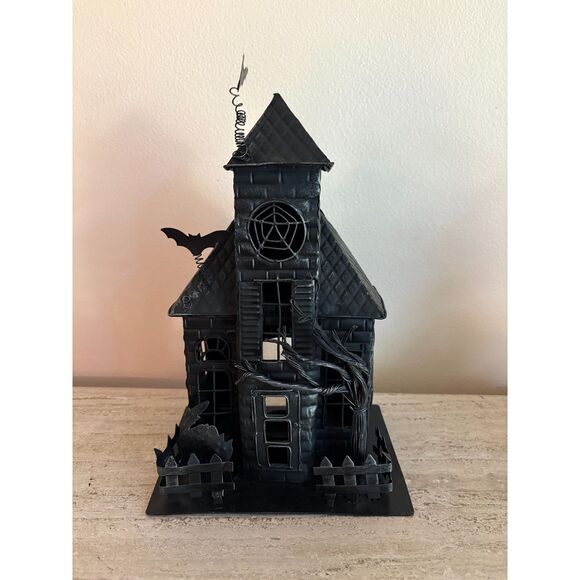 VTG Y2K Metal Haunted House Luminary - Picture 1 of 8